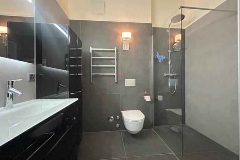 Modernes Badezimmer mit Glasdusche